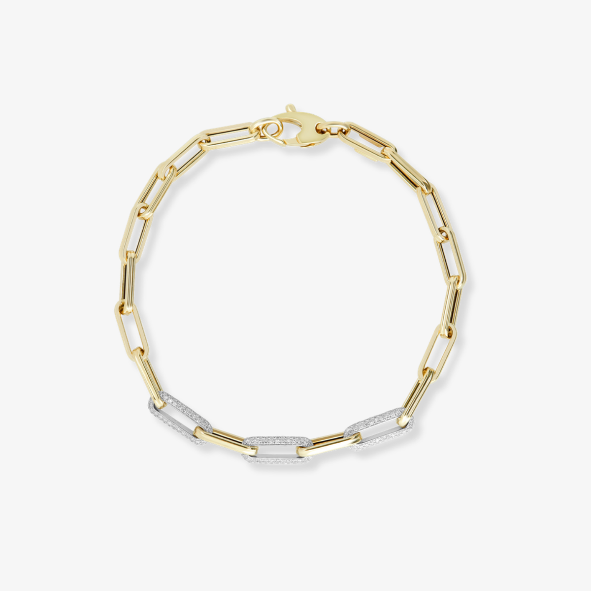 Triple Diamond Link Paperclip Bracelet