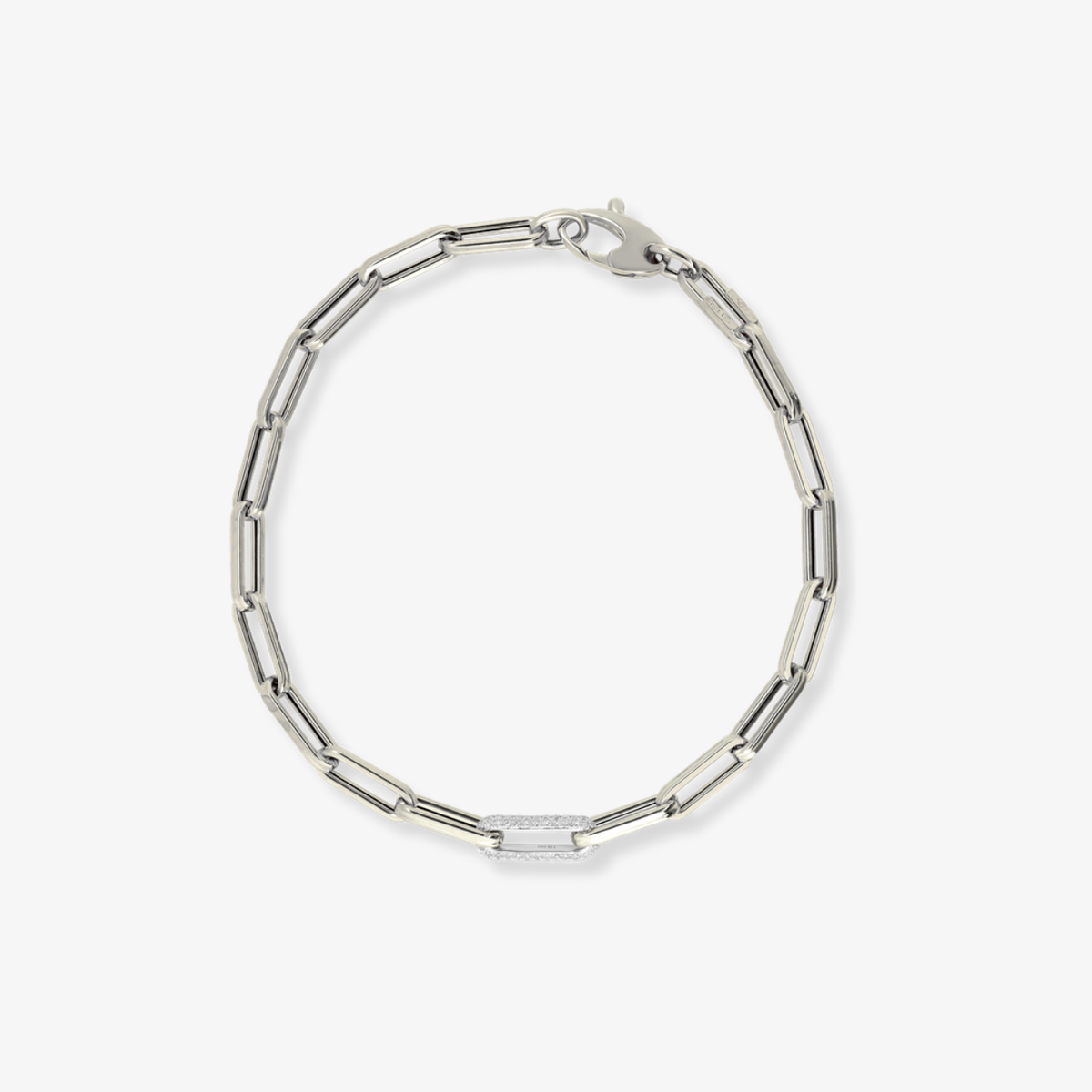 Single Diamond Link Paperclip Bracelet
