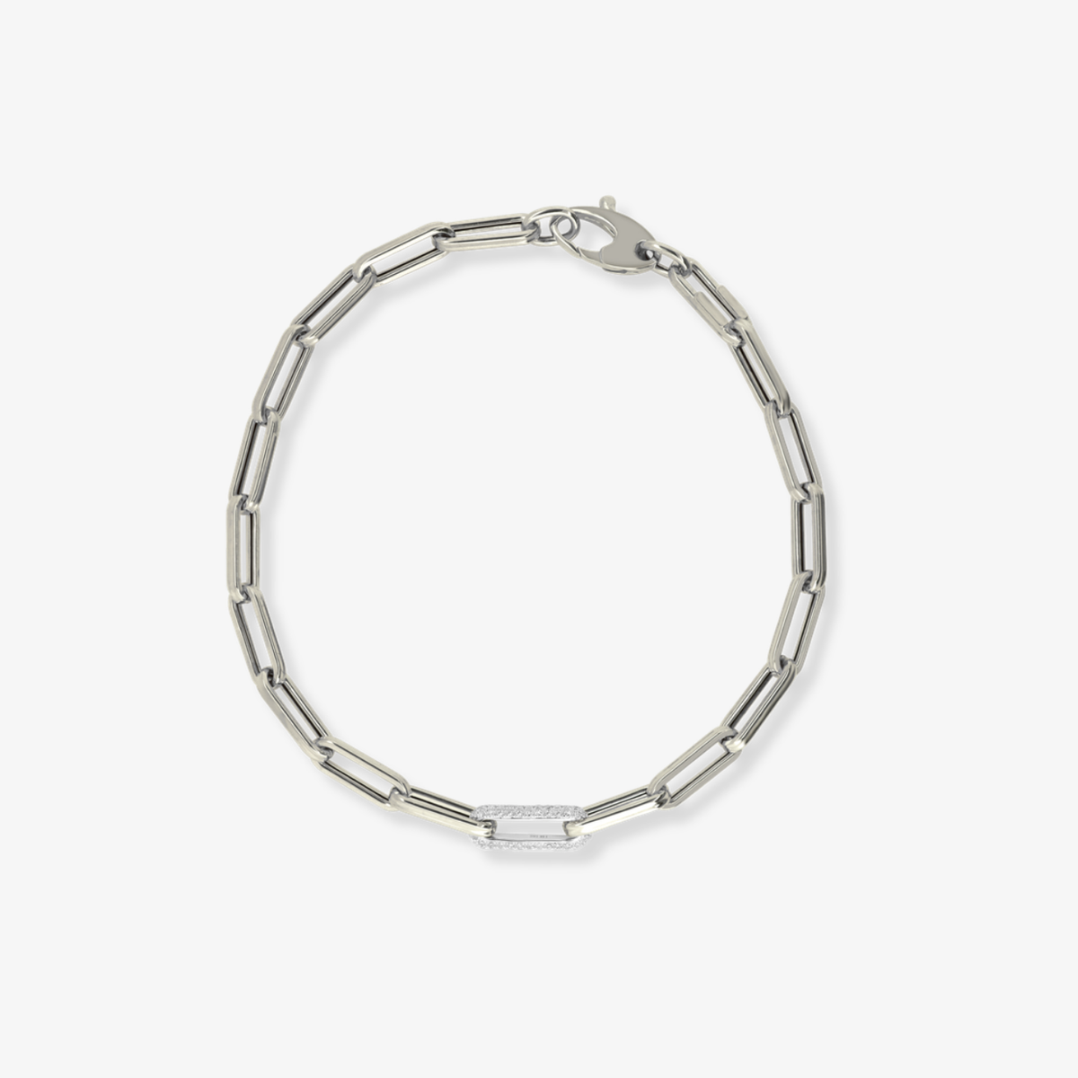 Single Diamond Link Paperclip Bracelet