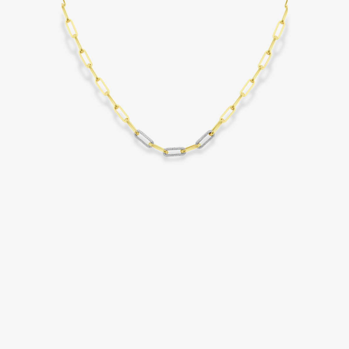Triple Diamond Link Paperclip Necklace