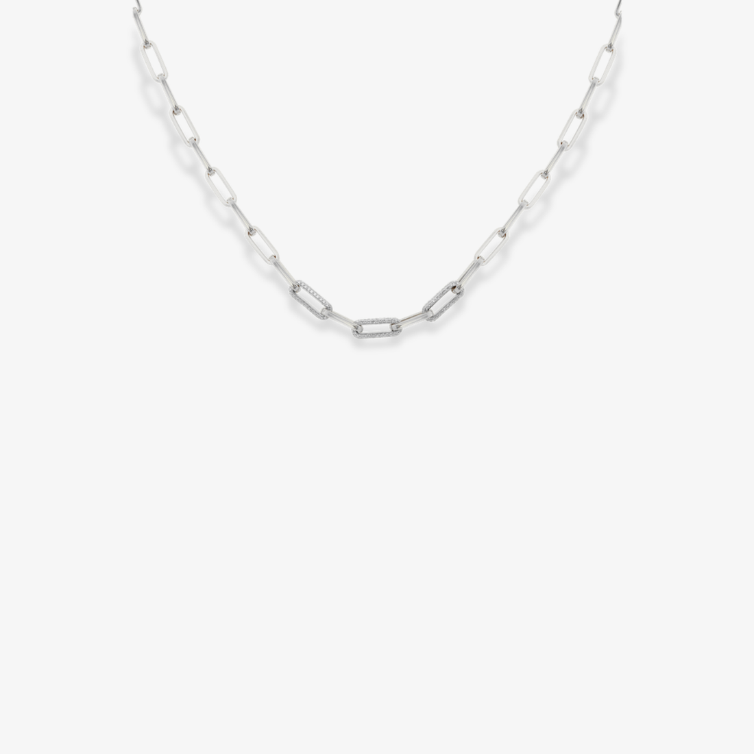 Triple Diamond Link Paperclip Necklace
