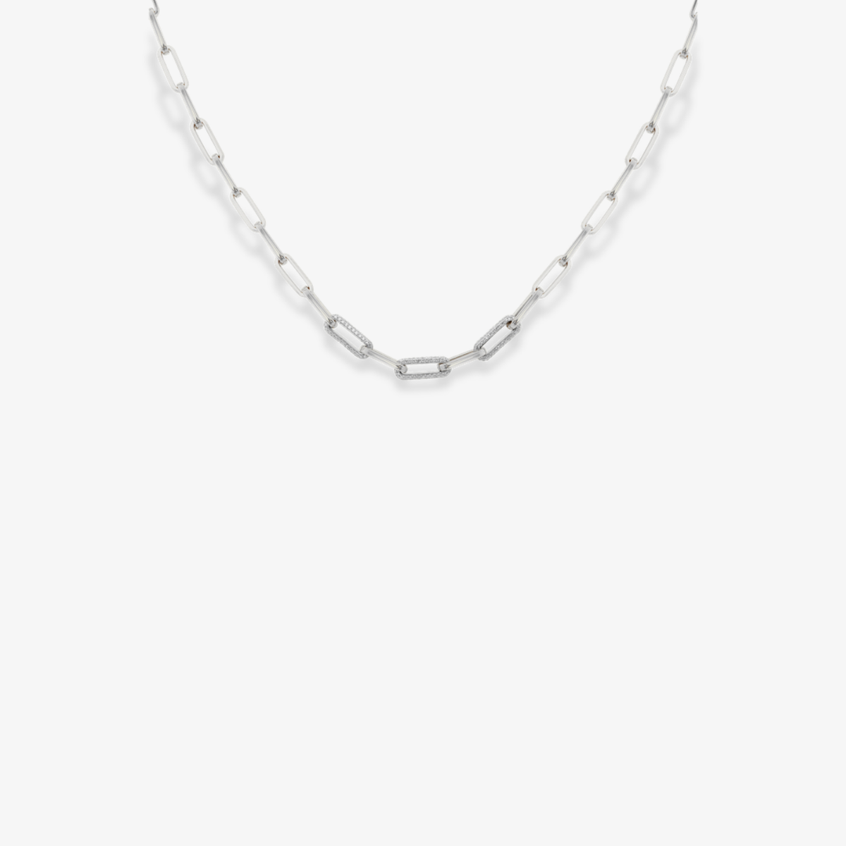 Triple Diamond Link Paperclip Necklace