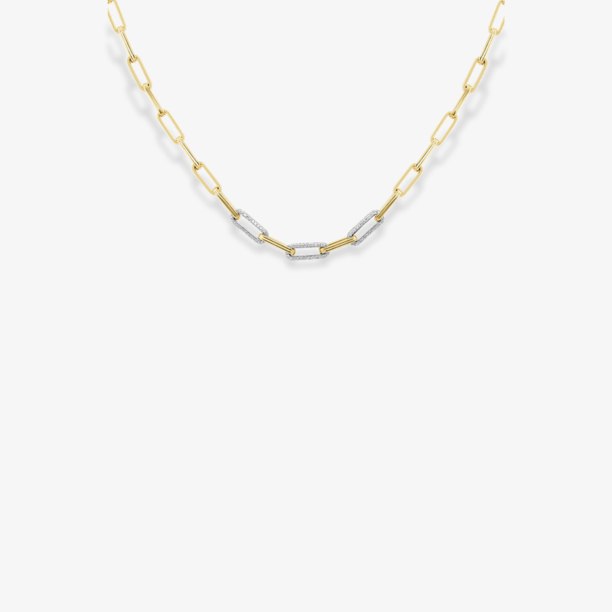 Triple Diamond Link Paperclip Necklace