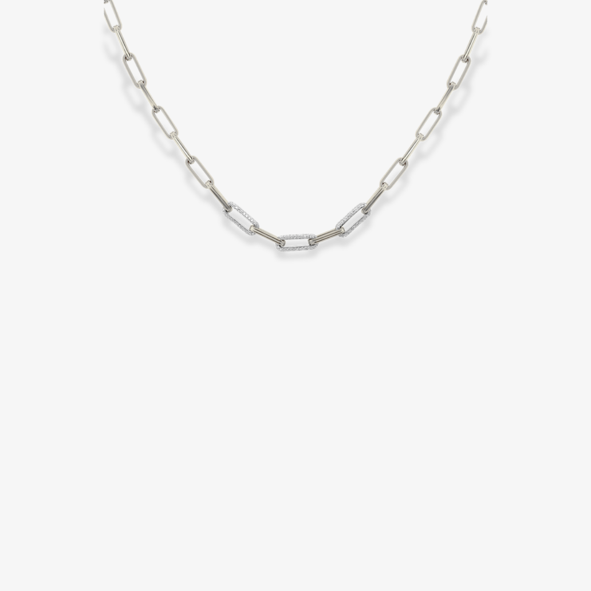 Triple Diamond Link Paperclip Necklace