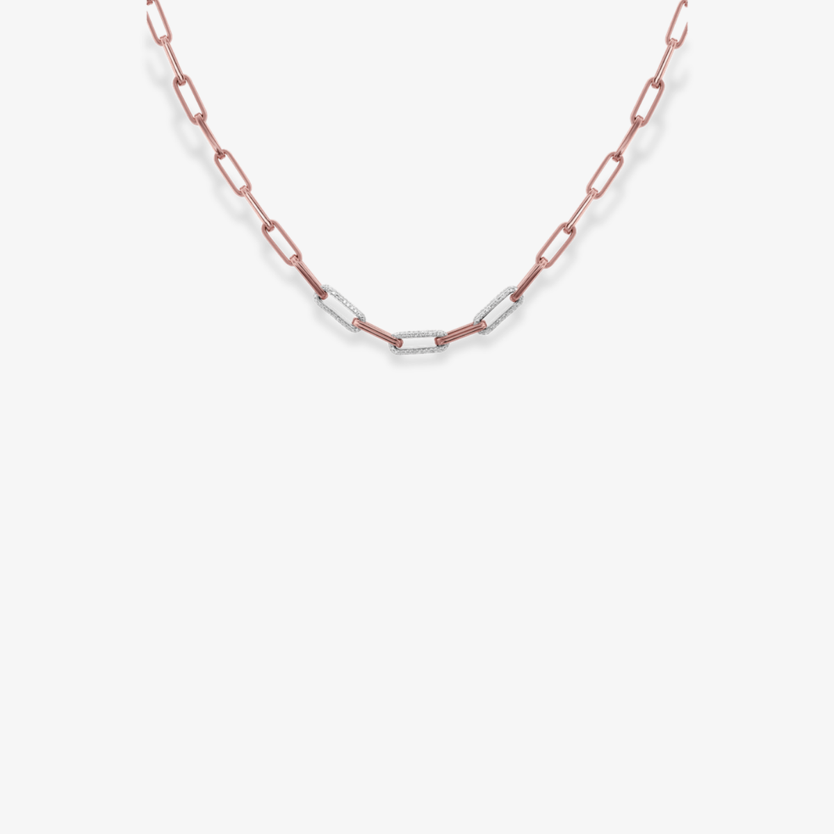 Triple Diamond Link Paperclip Necklace