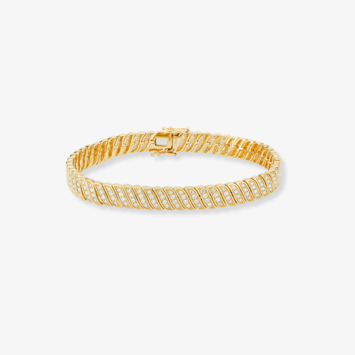 Full Diamond and Gold Braided Bracelet