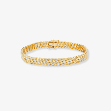 Full Diamond and Gold Braided Bracelet