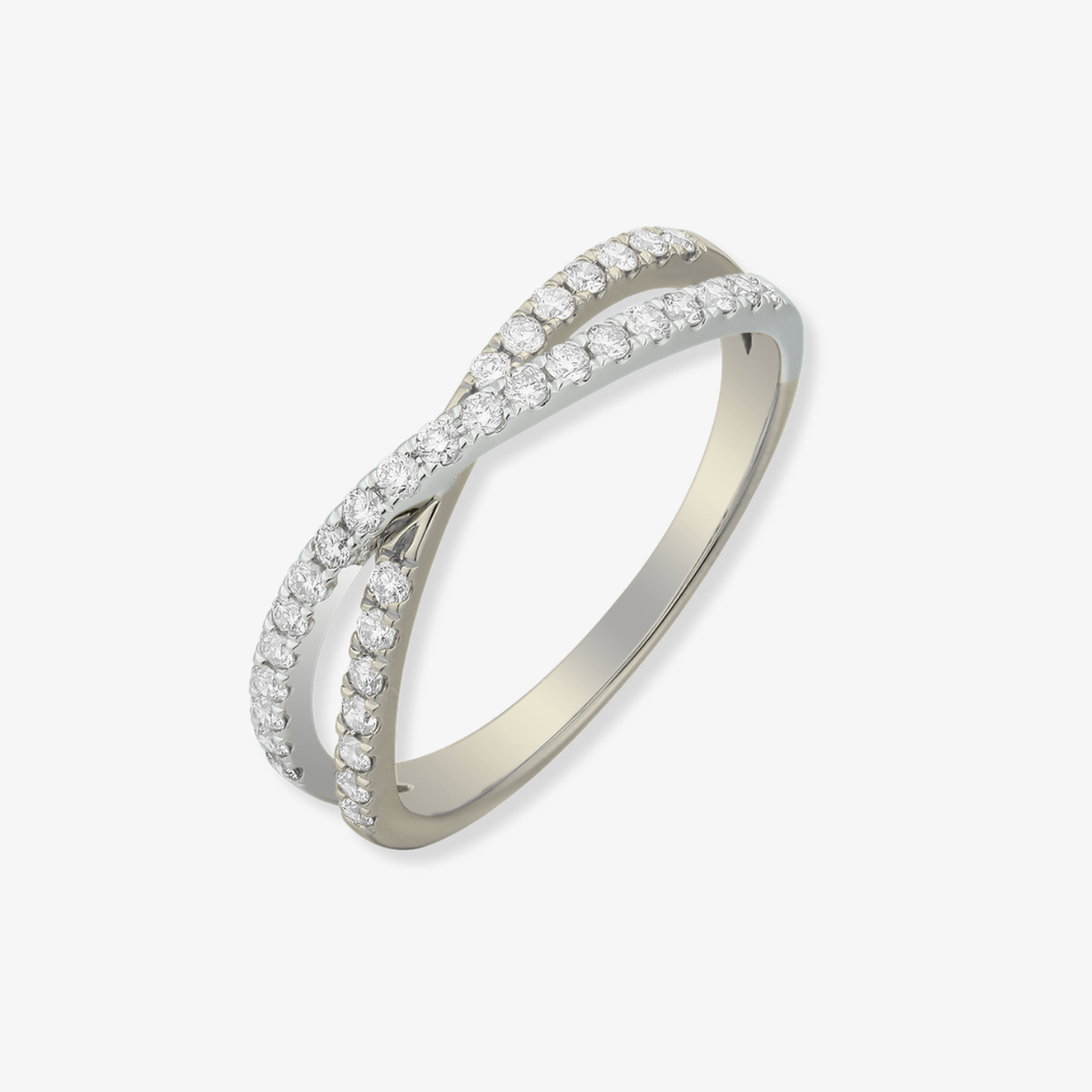 Two Tone Criss Cross Diamond Ring