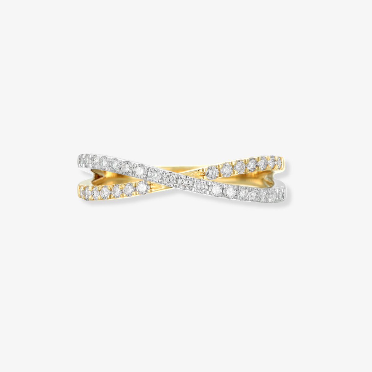 Two Tone Criss Cross Diamond Ring