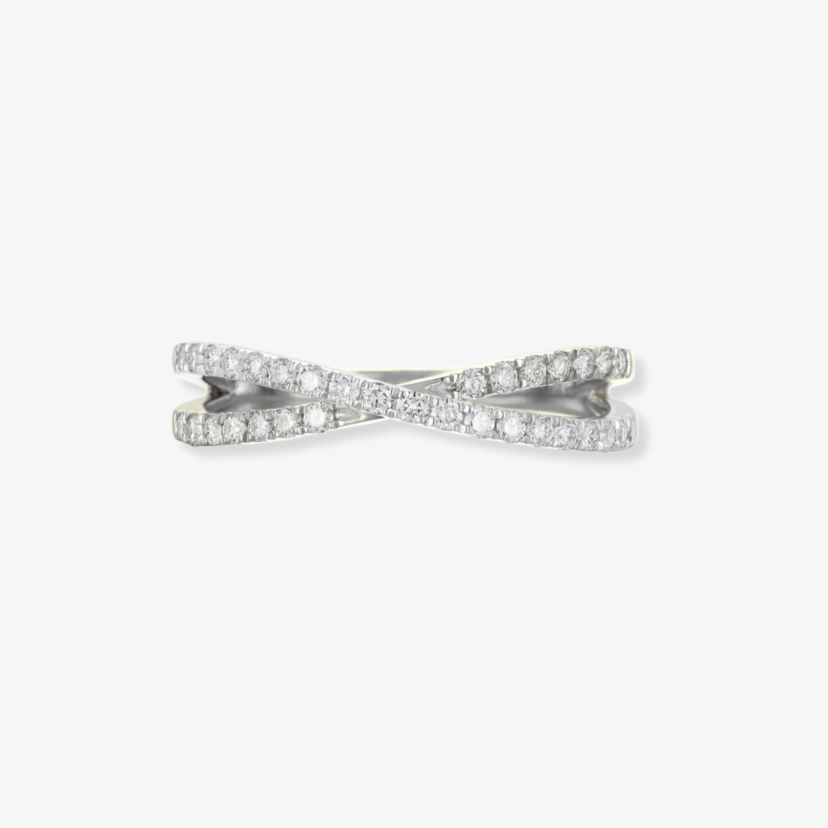 Two Tone Criss Cross Diamond Ring