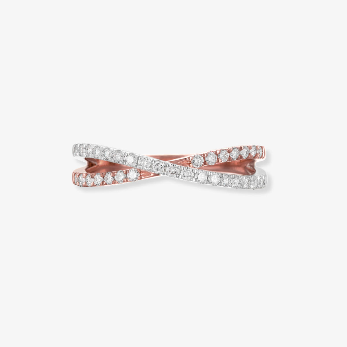 Two Tone Criss Cross Diamond Ring