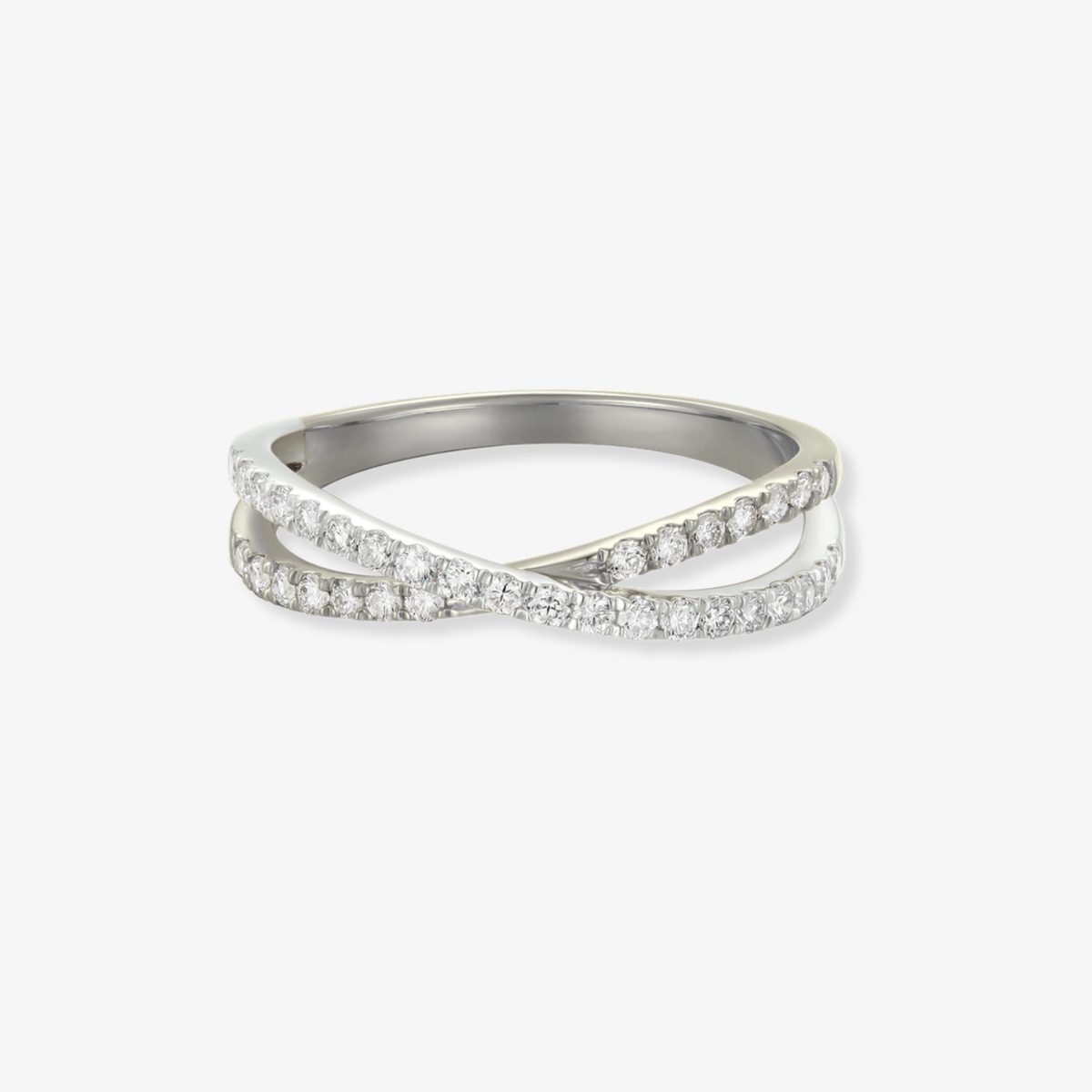Two Tone Criss Cross Diamond Ring