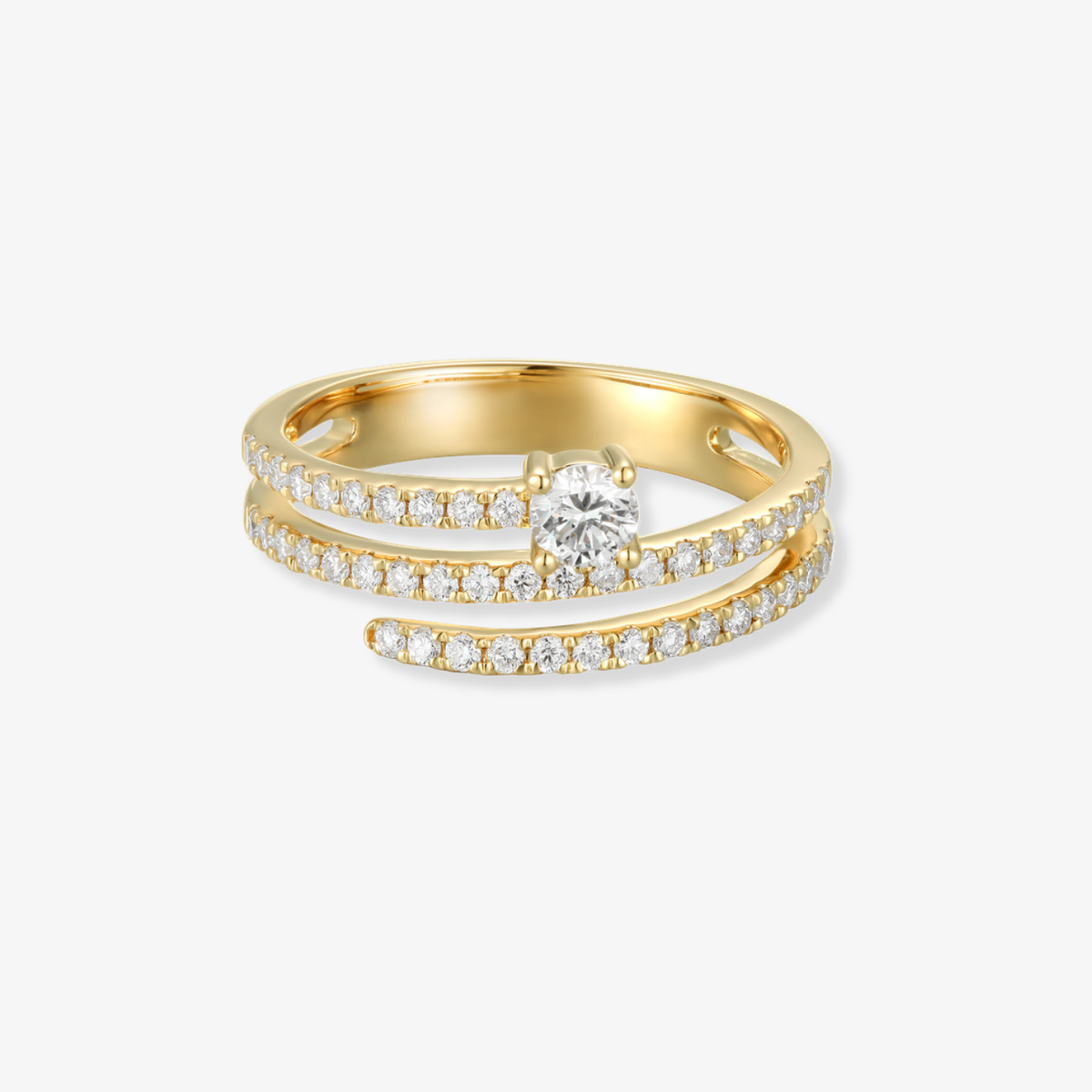 Diamond Swirl Ring with Center Stone