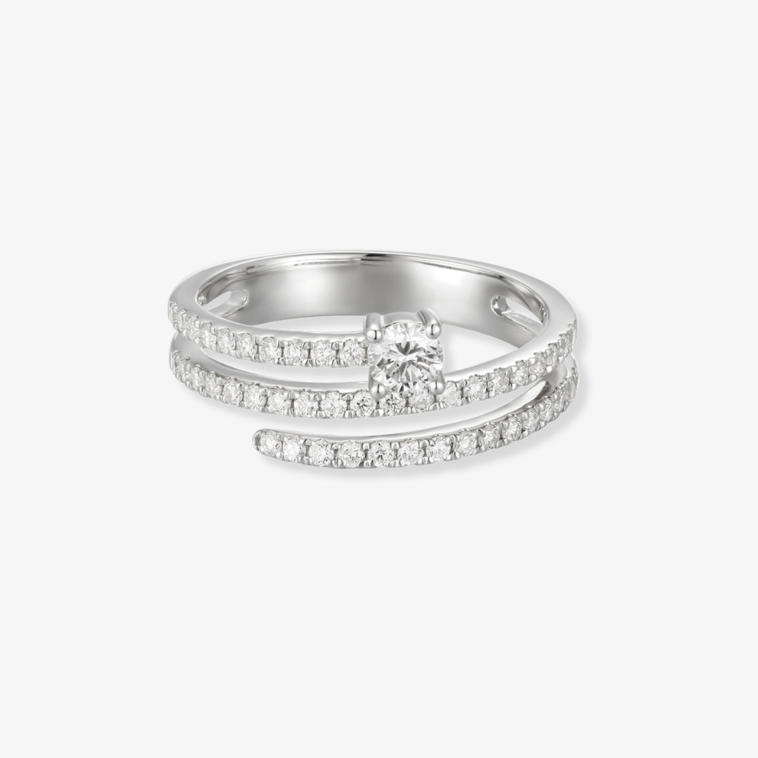 Diamond Swirl Ring with Center Stone