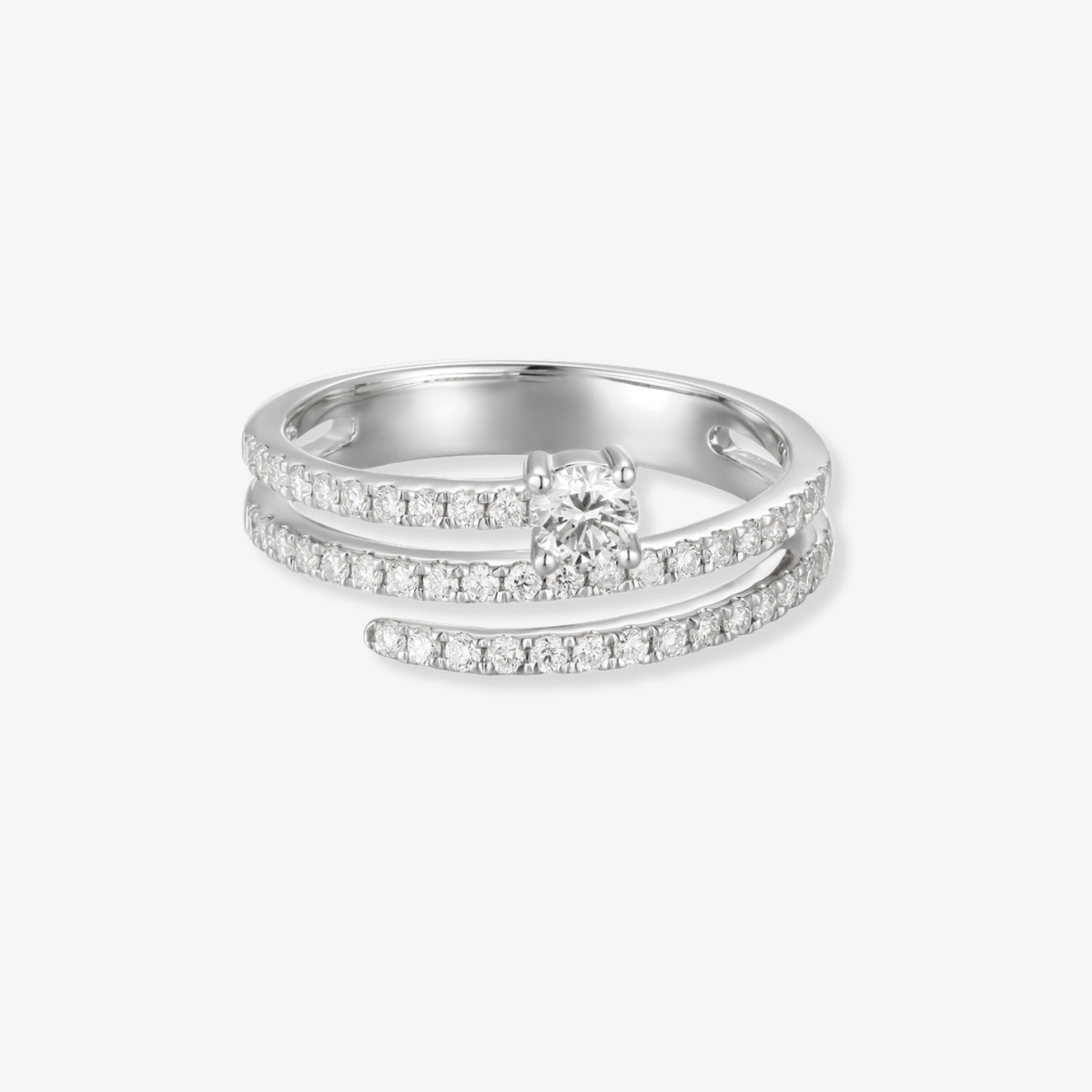 Diamond Swirl Ring with Center Stone