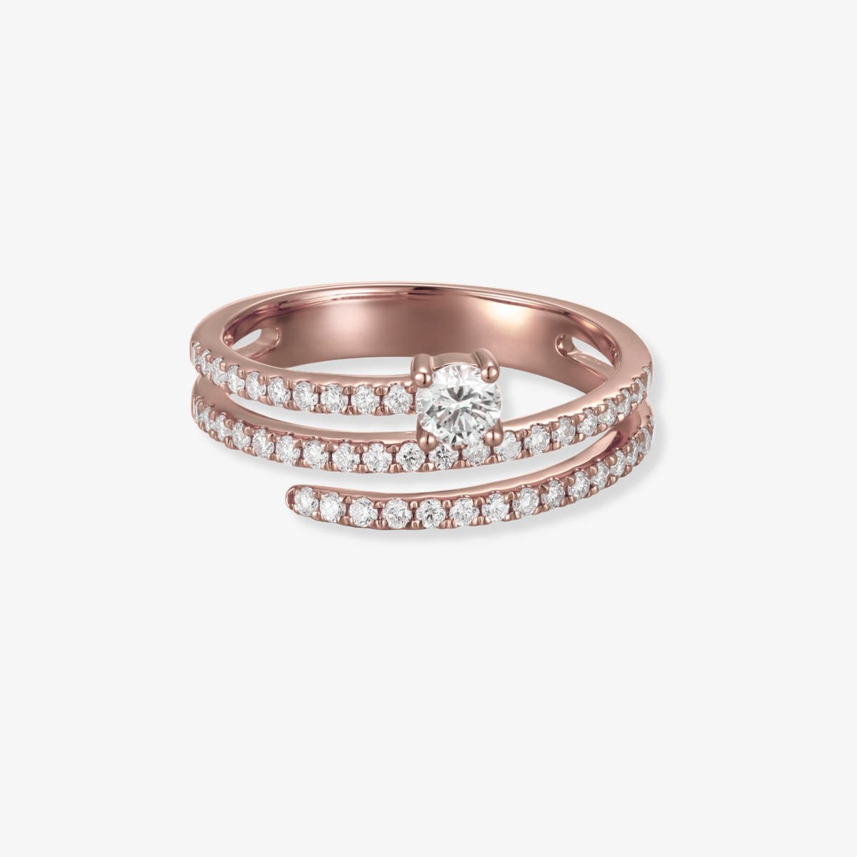 Diamond Swirl Ring with Center Stone