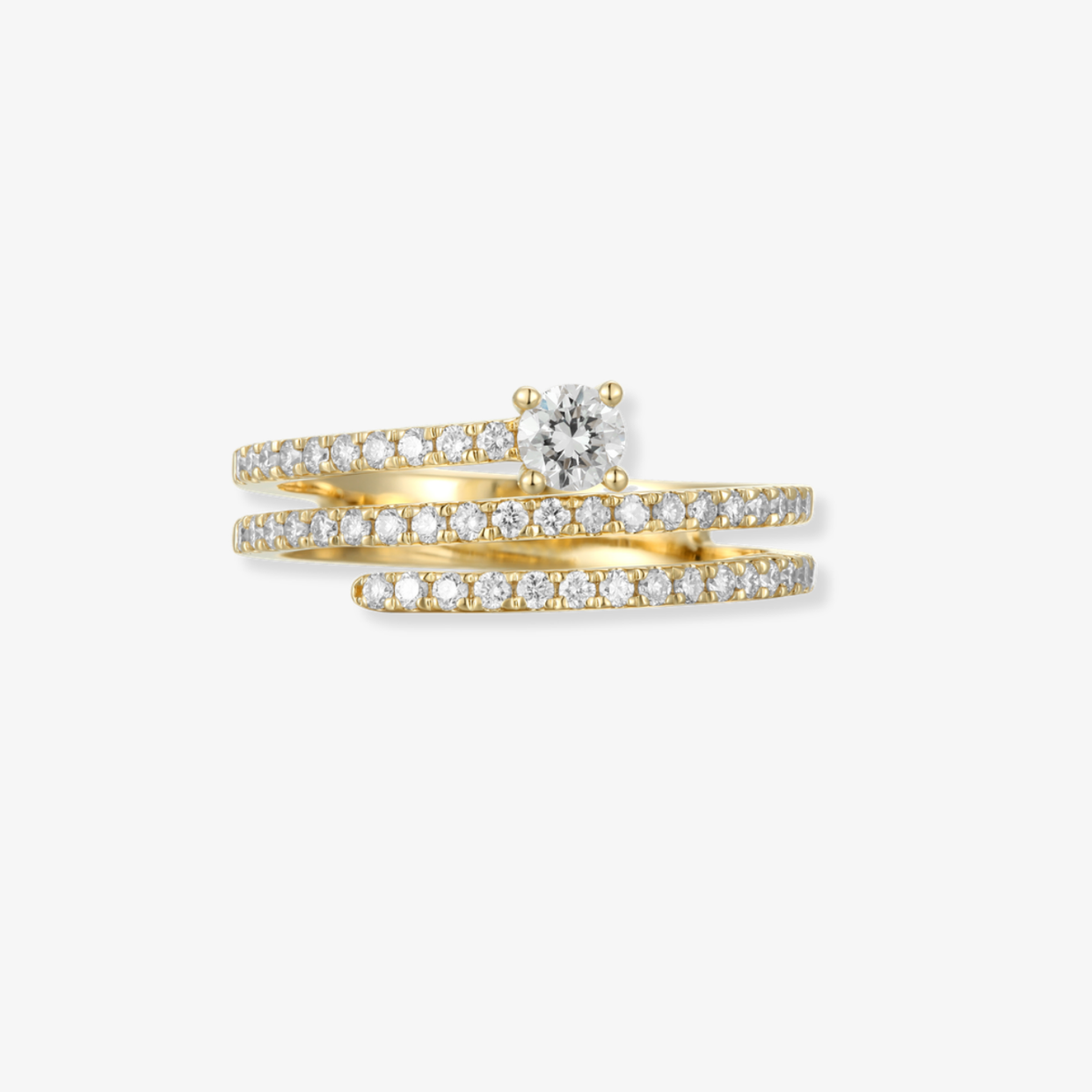 Diamond Swirl Ring with Center Stone