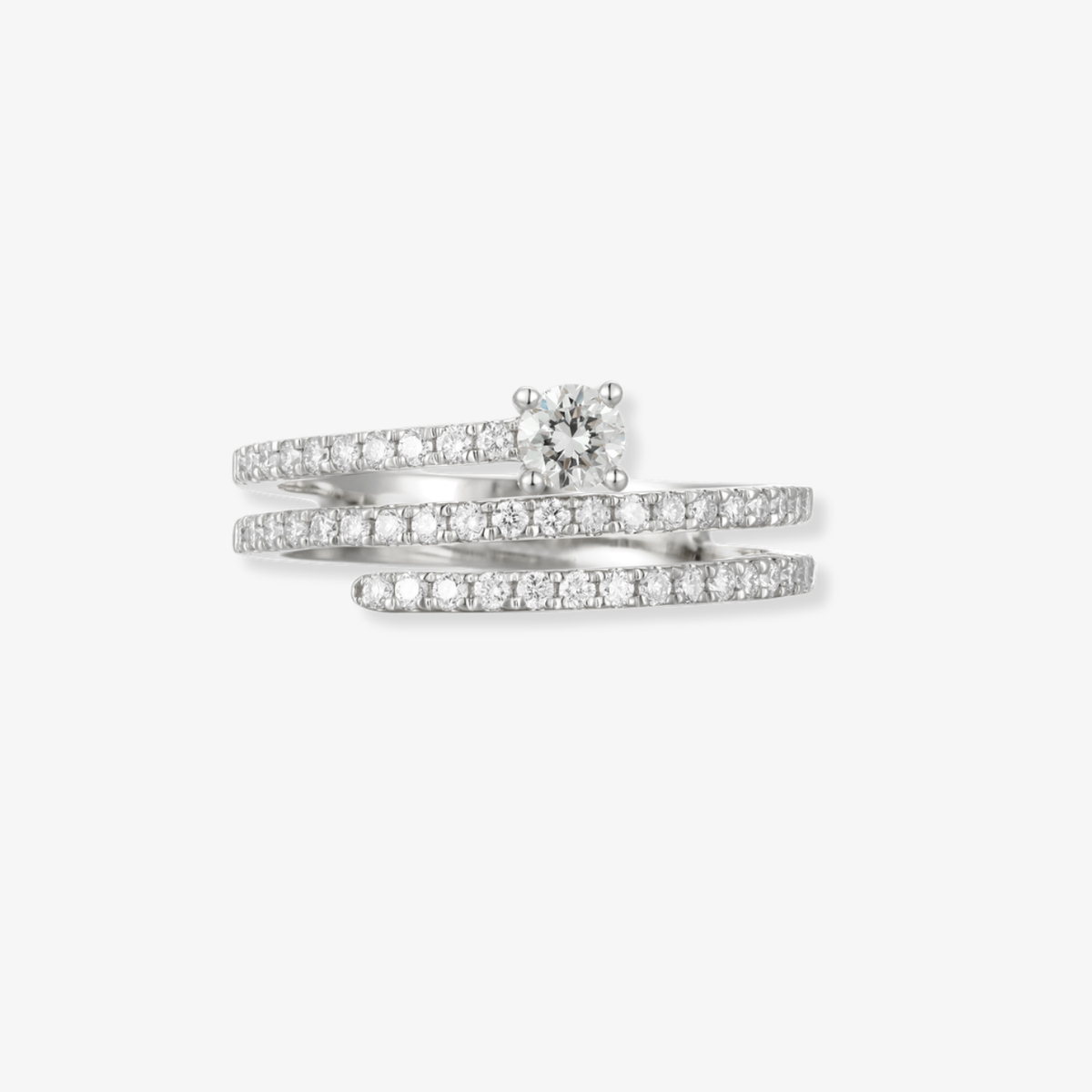 Diamond Swirl Ring with Center Stone