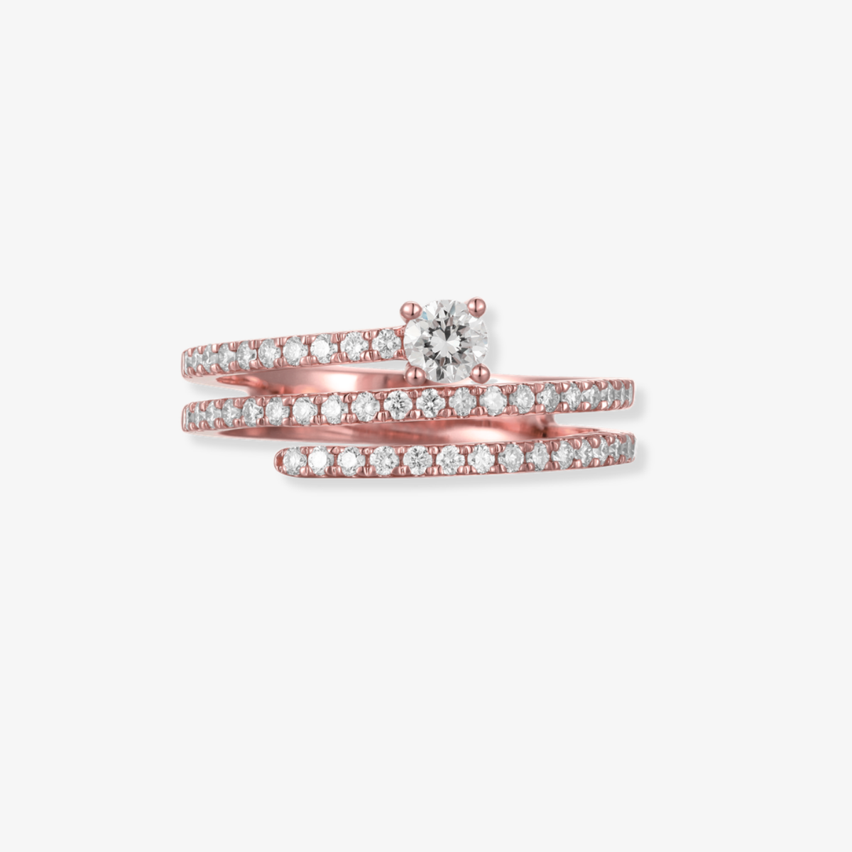 Diamond Swirl Ring with Center Stone