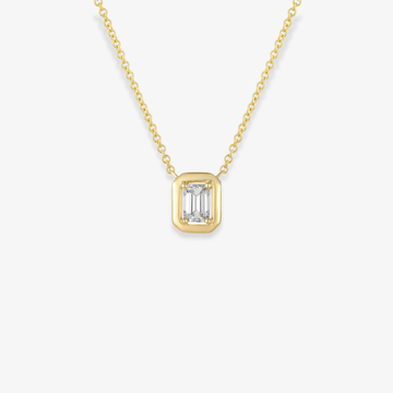 Emerald Cut Diamond Bezel Necklace