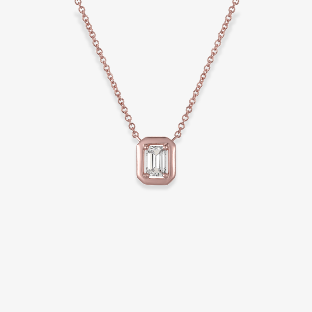 Emerald Cut Diamond Bezel Necklace