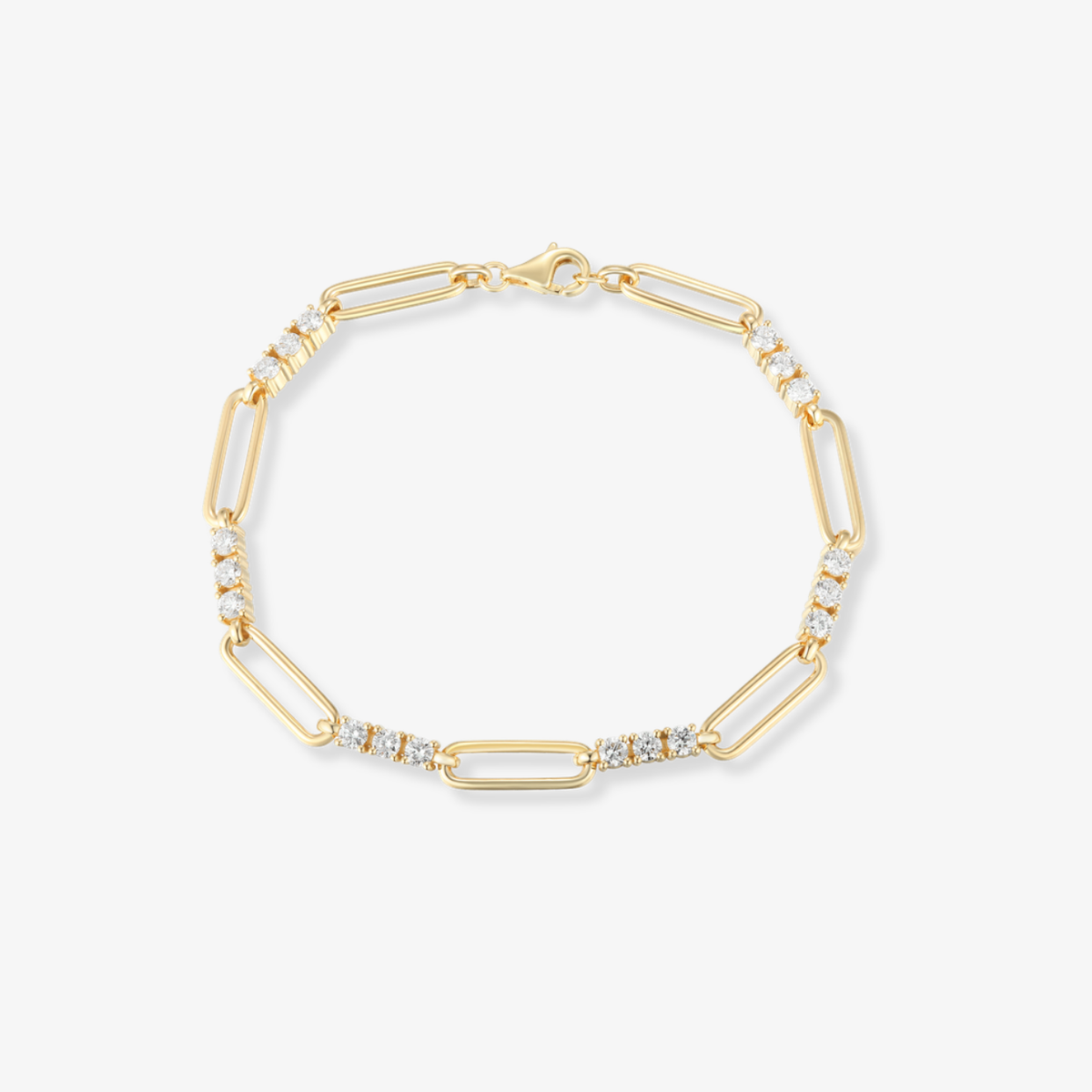 Three Diamond Segmented Paperclip Bracelet