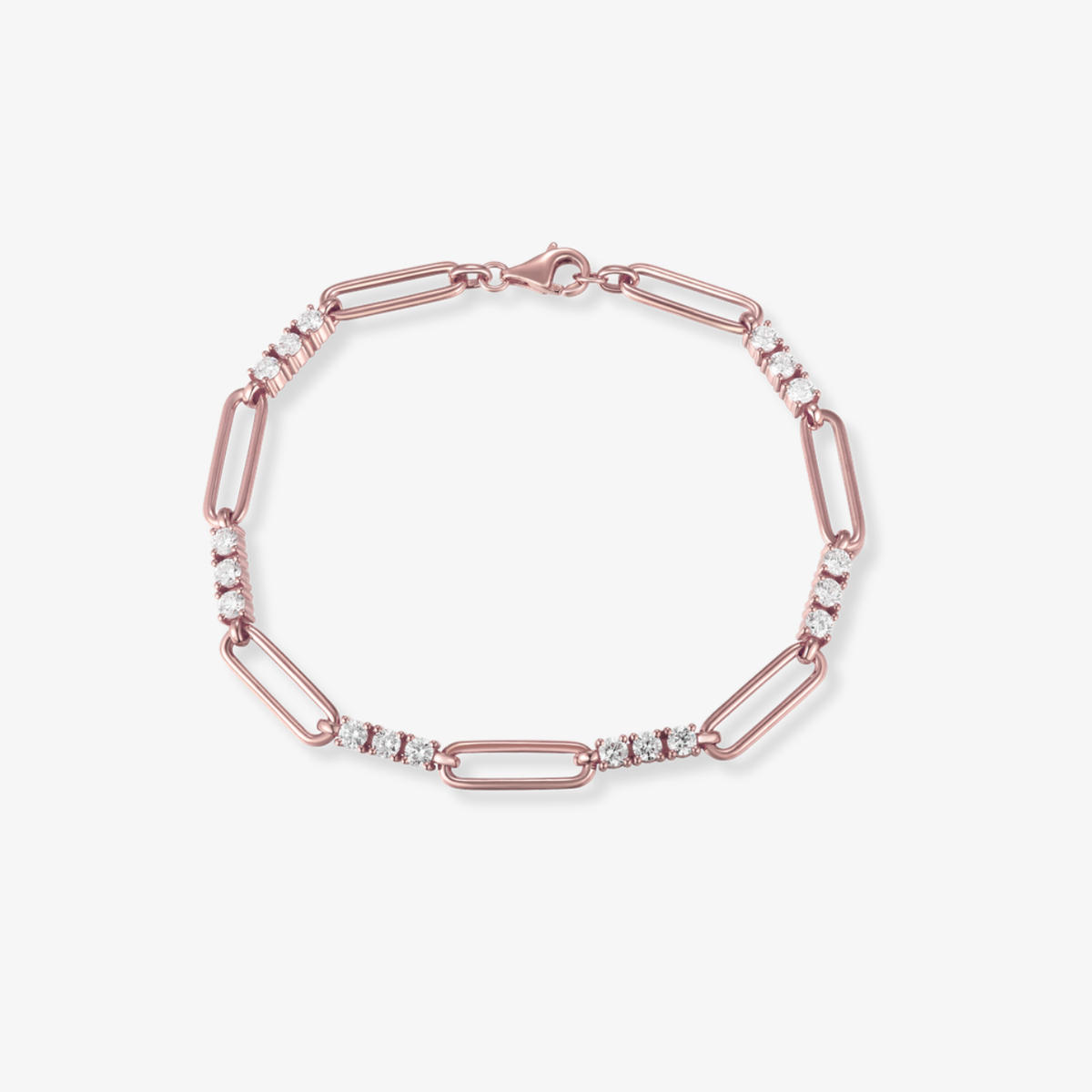 Three Diamond Segmented Paperclip Bracelet