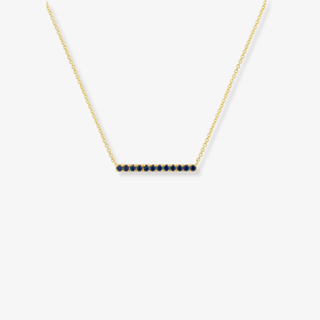 Small Bar Gemstone Necklace Blue Sapphire Yellow Gold