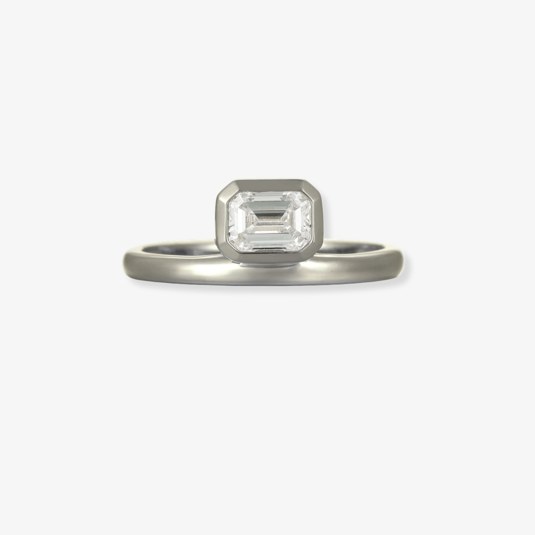 Emerald Cut Bezel Diamond Ring