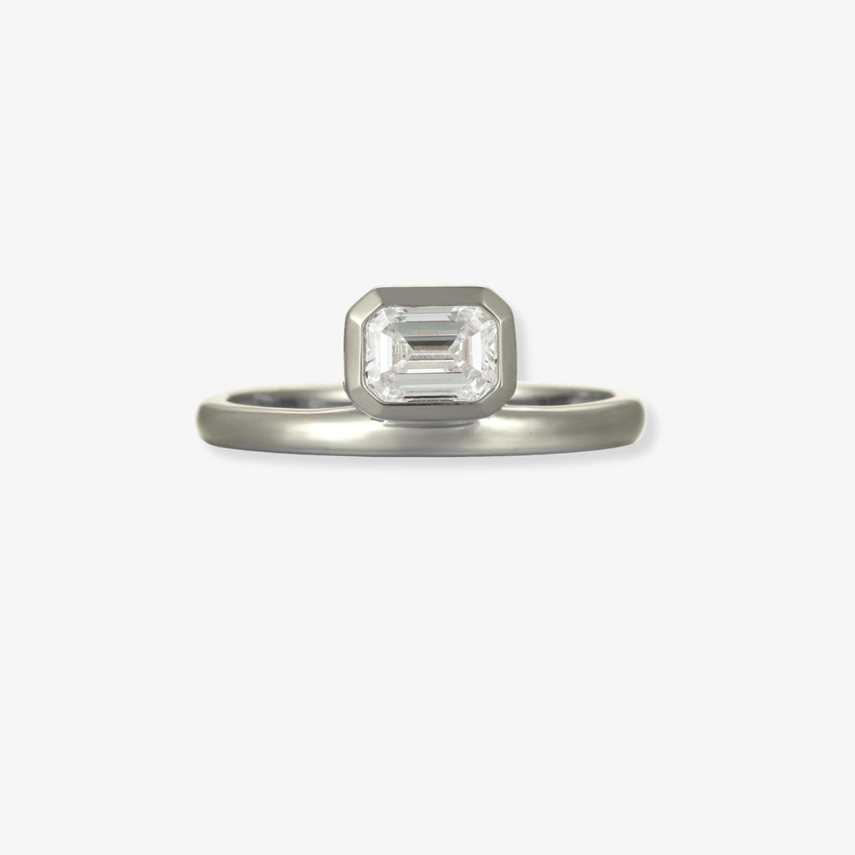 Emerald Cut Bezel Diamond Ring
