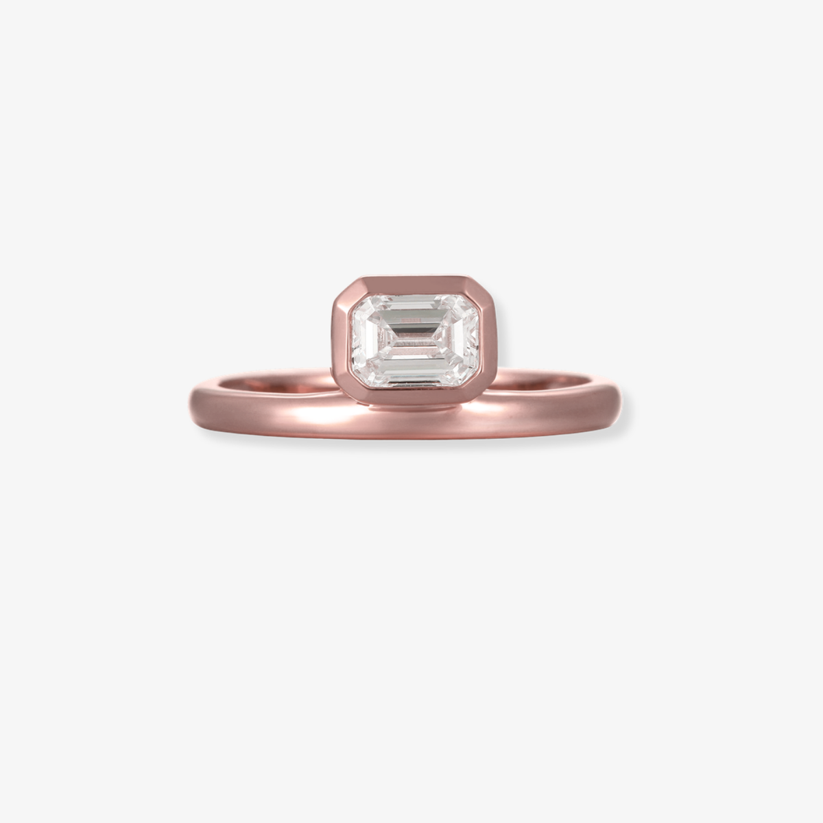 Emerald Cut Bezel Diamond Ring