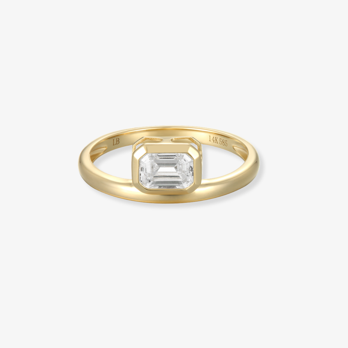 Emerald Cut Bezel Diamond Ring