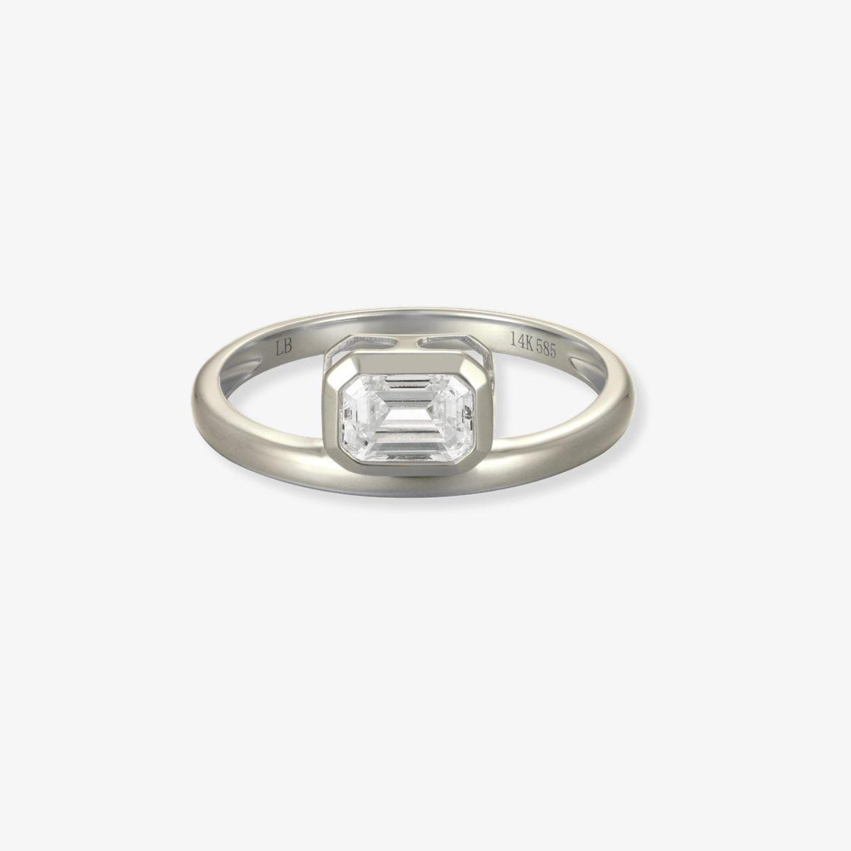Emerald Cut Bezel Diamond Ring