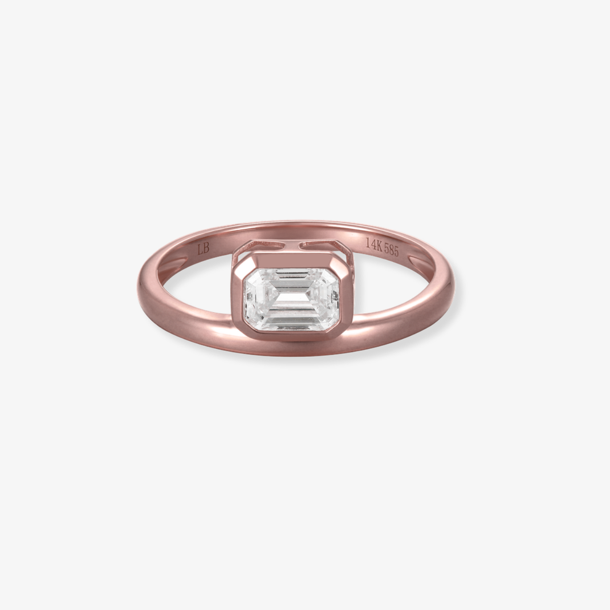 Emerald Cut Bezel Diamond Ring