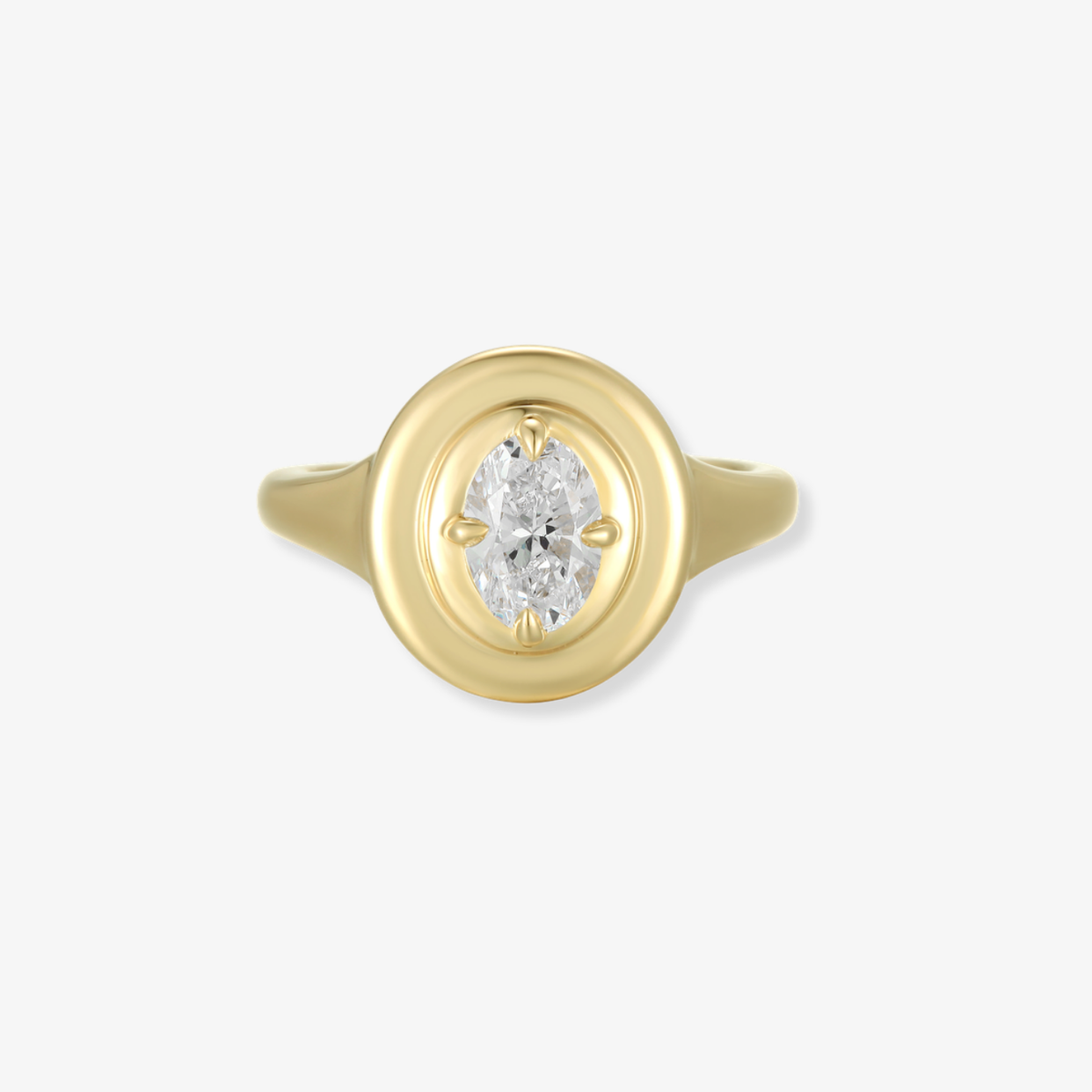 Oval Diamond Signet Ring