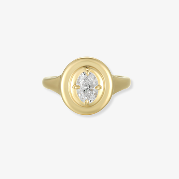 Oval Diamond Signet Ring