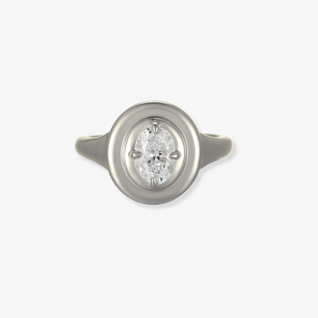 Oval Diamond Signet Ring