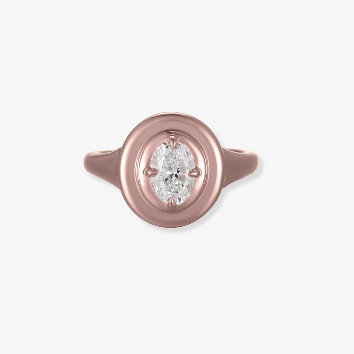 Oval Diamond Signet Ring