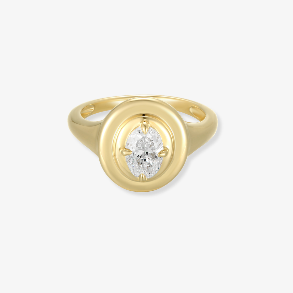 Oval Diamond Signet Ring