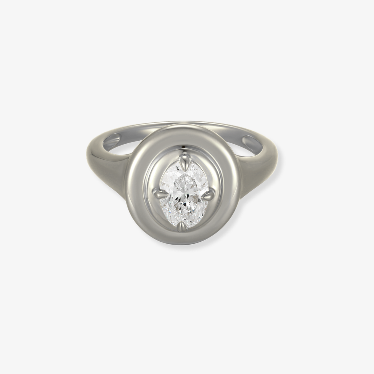 Oval Diamond Signet Ring