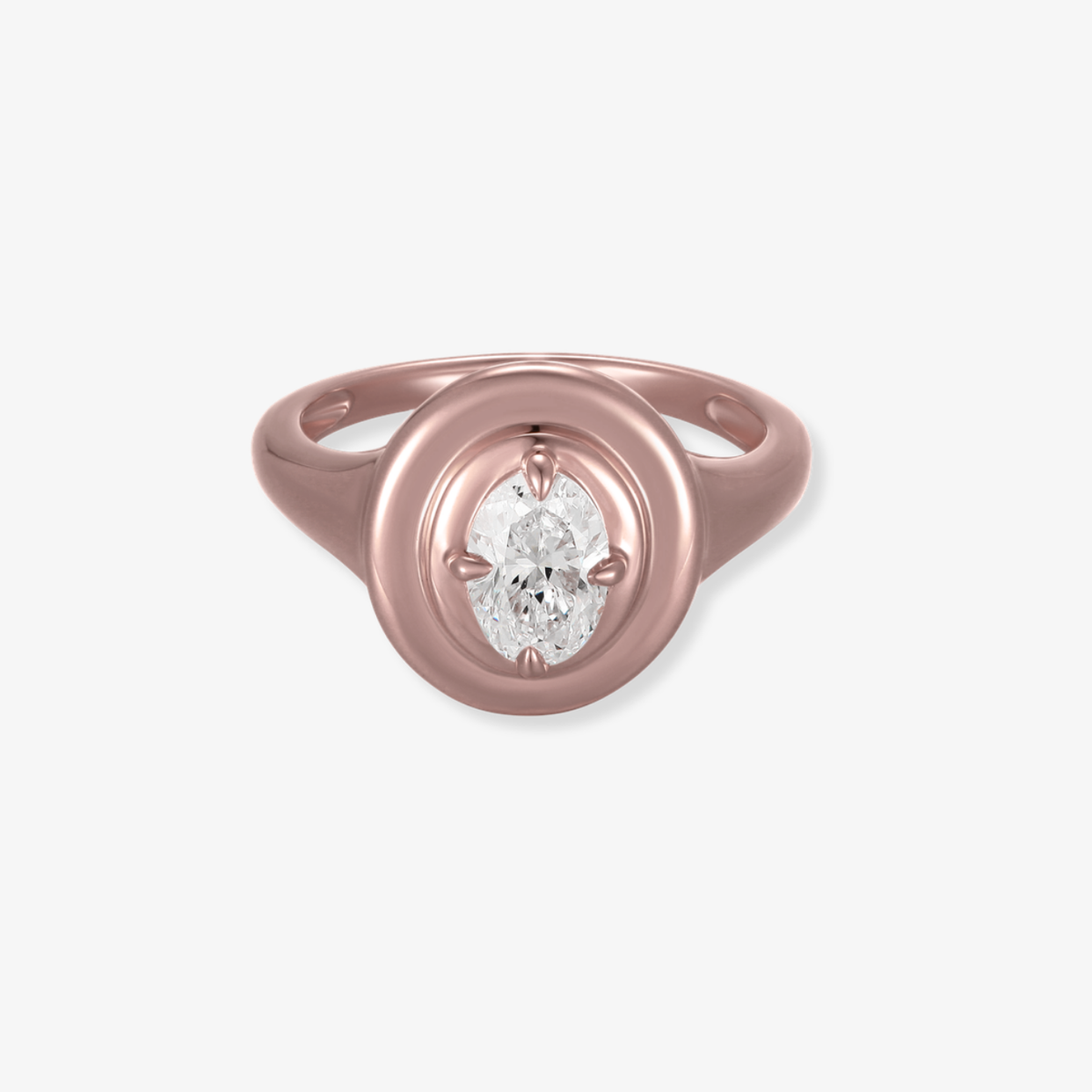 Oval Diamond Signet Ring