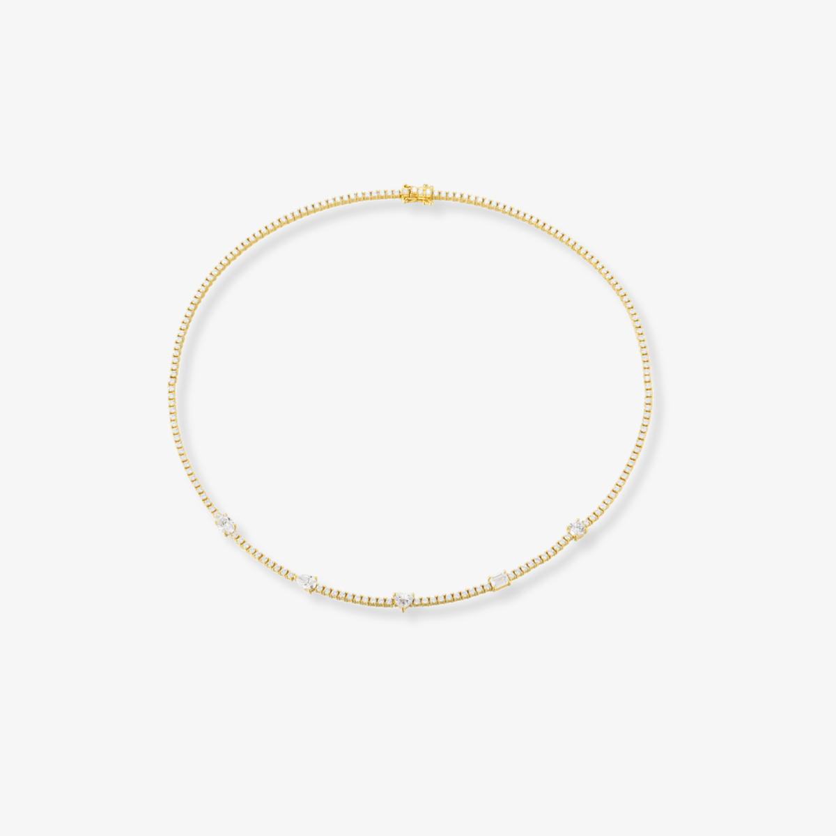 Multishape Center Diamond Tennis Necklace