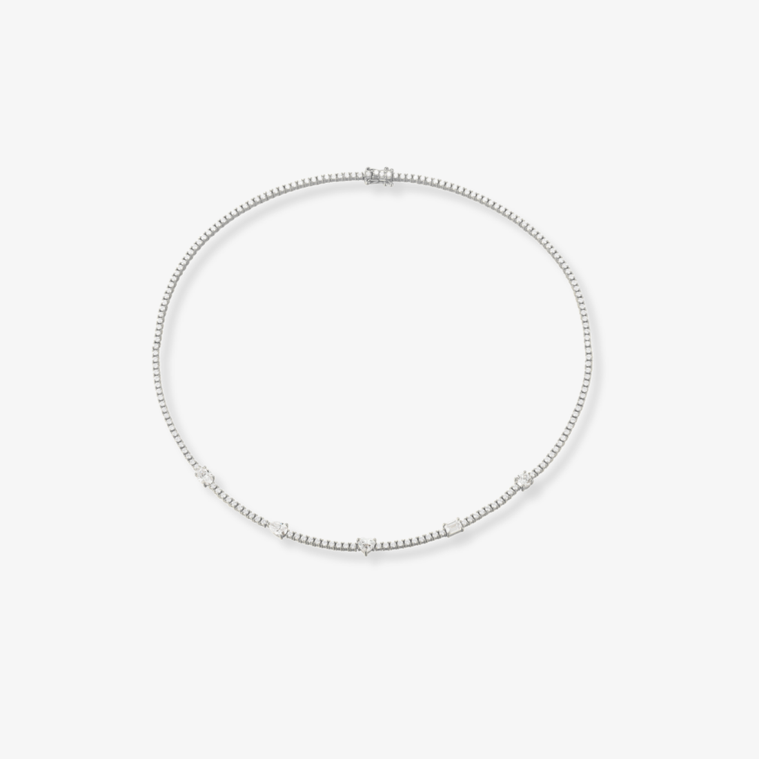 Multishape Center Diamond Tennis Necklace