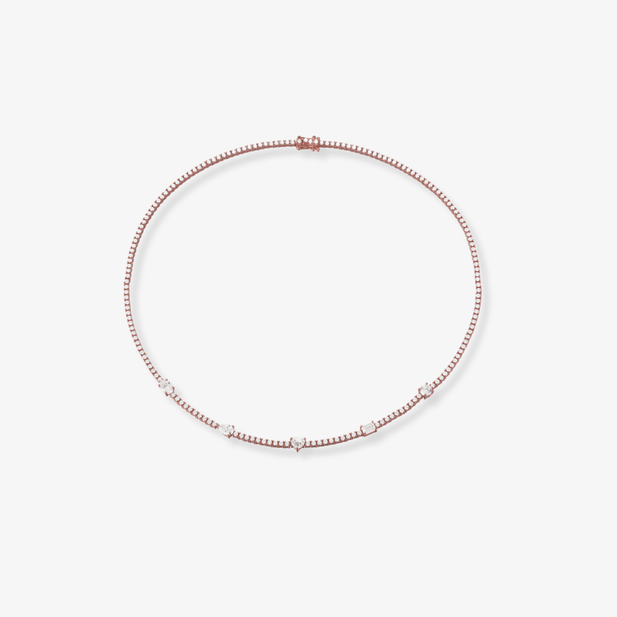 Multishape Center Diamond Tennis Necklace