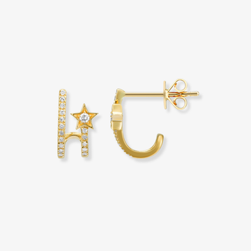 Double Huggie Diamond Star Piercing