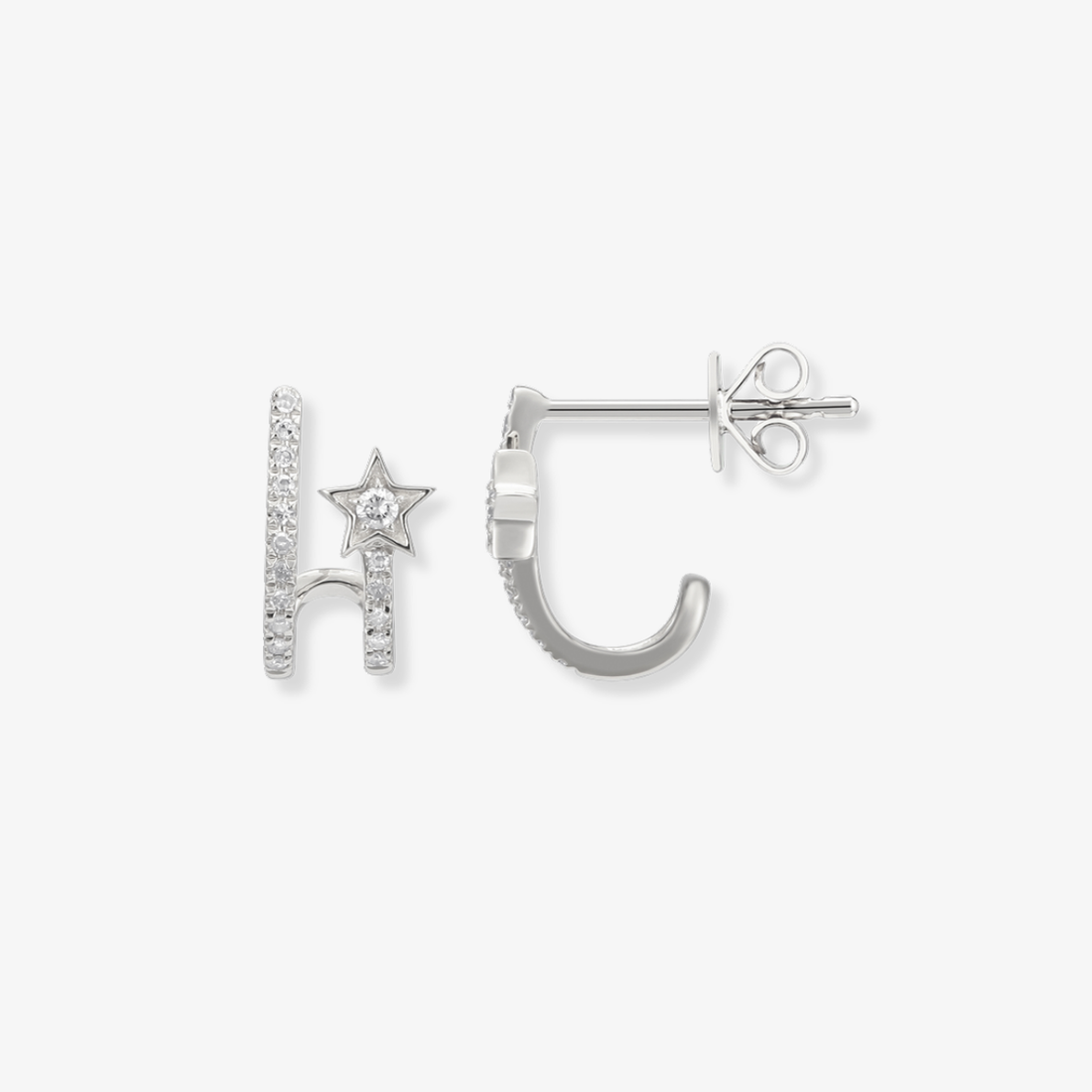 Double Huggie Diamond Star Piercing