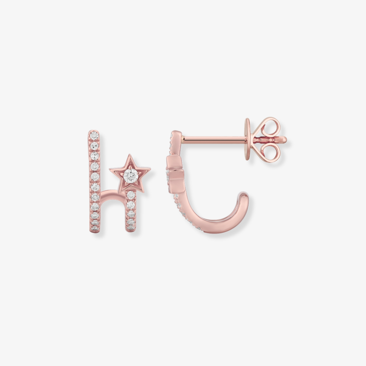 Double Huggie Diamond Star Piercing