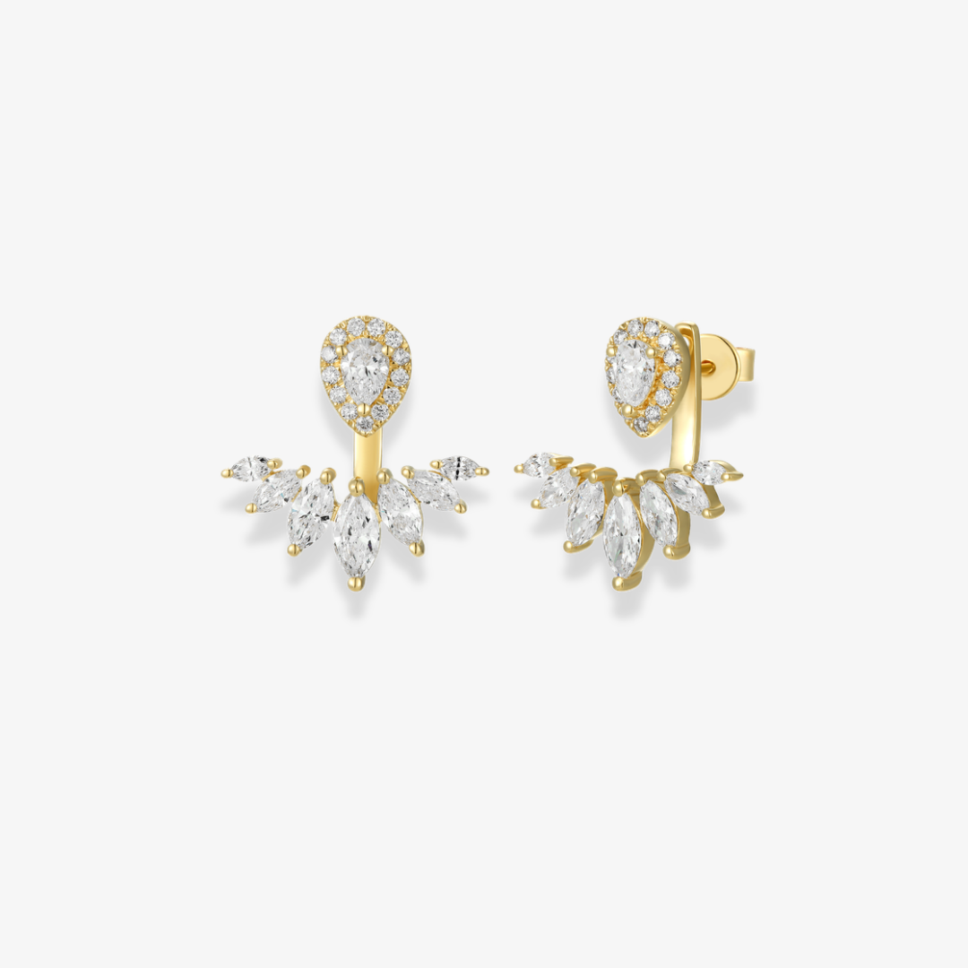 Pear With Marquise Jacket Diamond Earrings 14k Yellow Gold