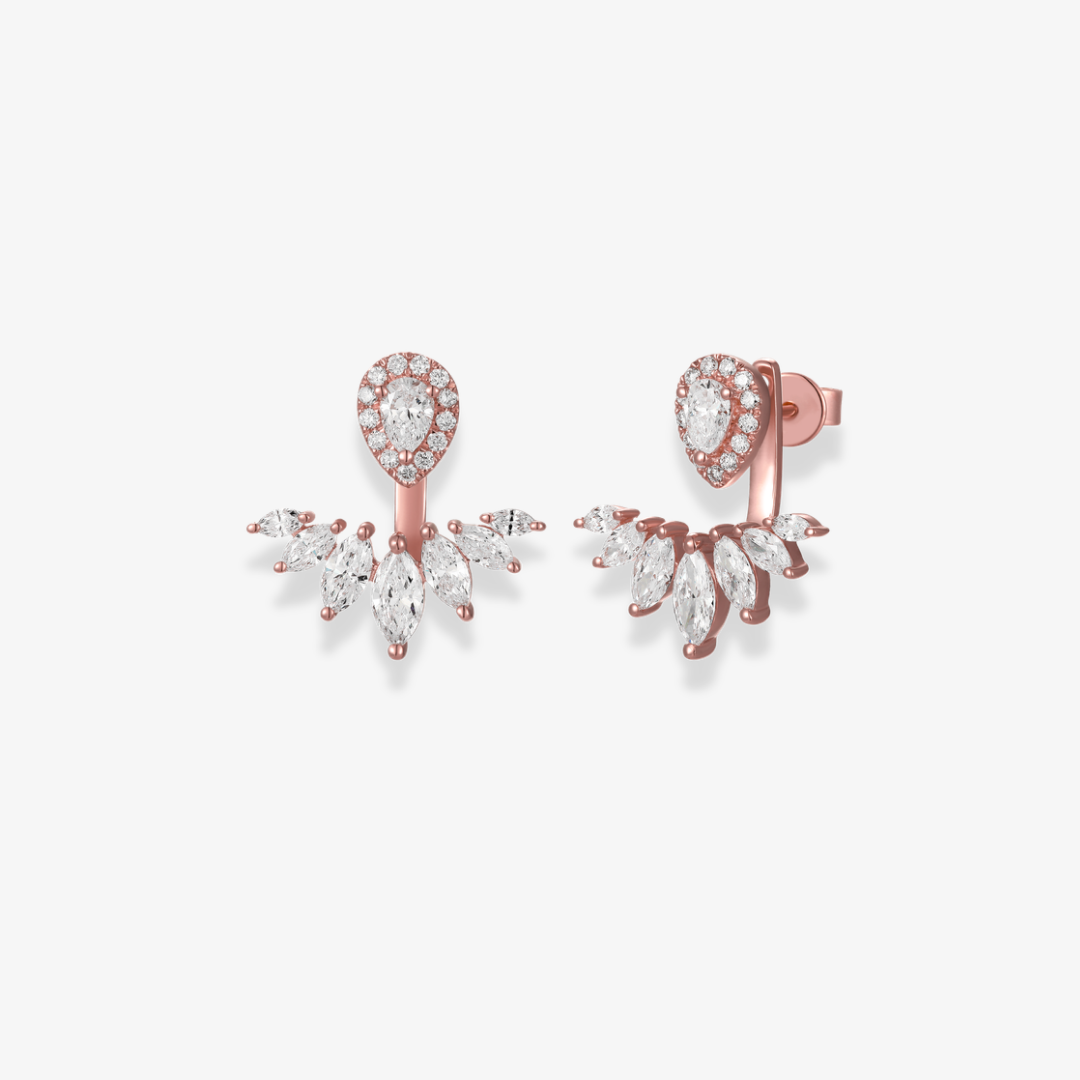 Pear With Marquise Jacket Diamond Earrings 14k Rose Gold
