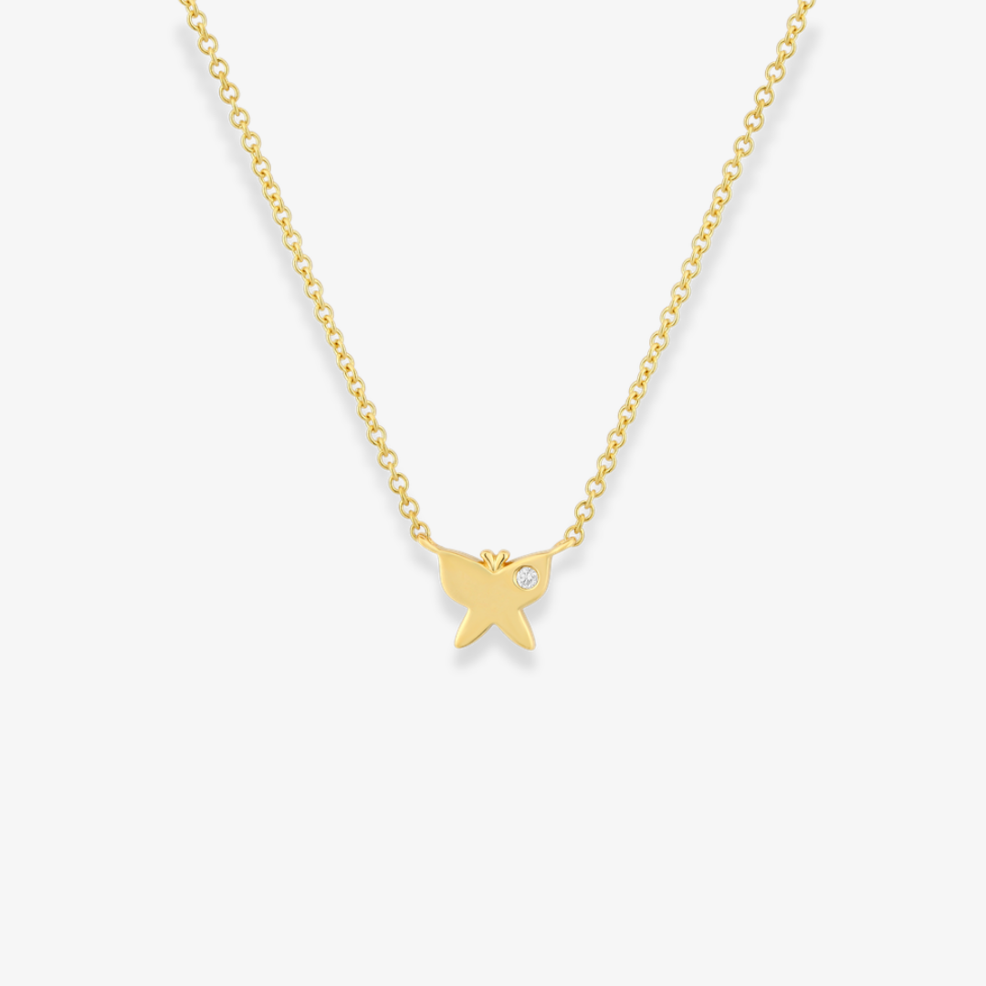 Butterfly Diamond Necklace 14k Yellow Gold